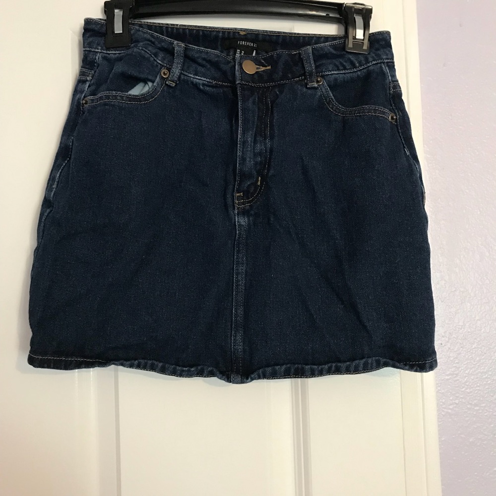 Forever 21 dark blue denim mini skirt!